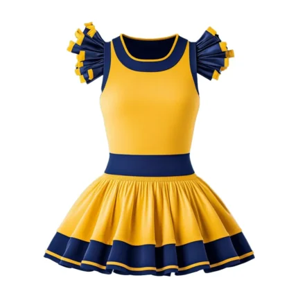 Saffron Yellow and Blue Cheerleading Uniform